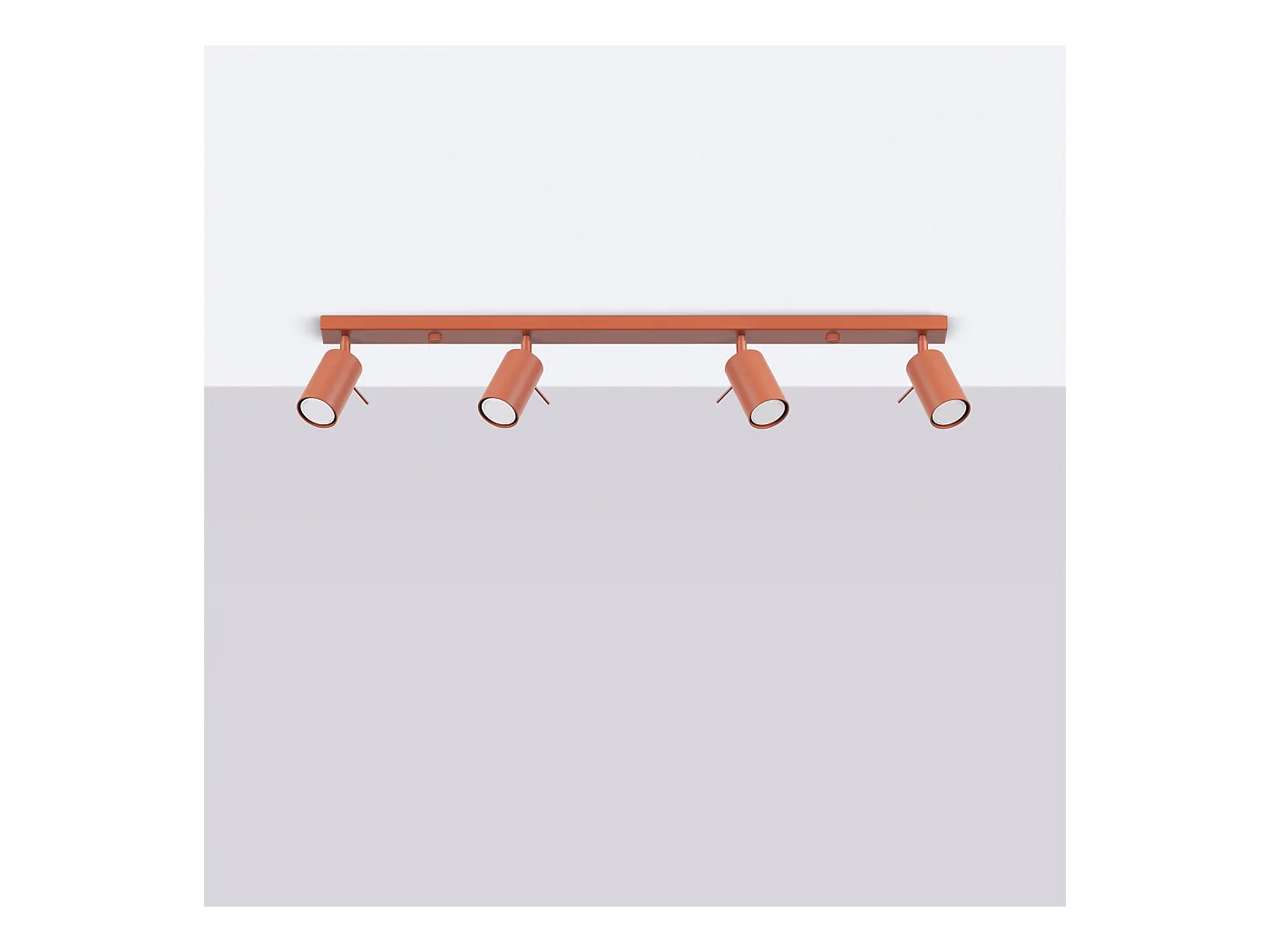 Lampa sufitowa nowoczesny Briix, stal - 4 źródło światła 3000K - L.81 x H.17 cm - ochra czerwona