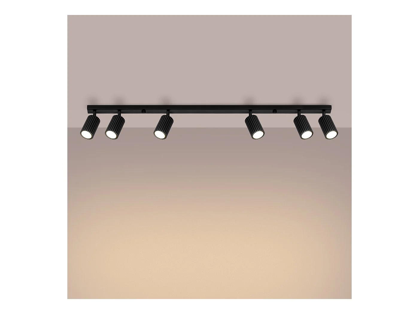 Plafondlamp Gloow minimalistisch van  - 6 lichtbronnen 4000K - L.117 x H.16,5 cm - zwart