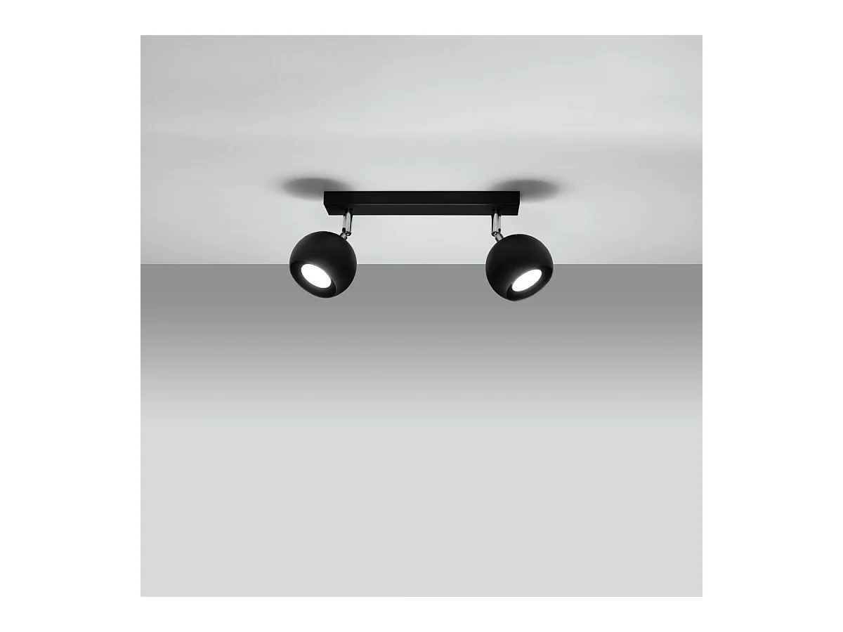 Plafony nowoczesny Rayis, stal - 2 źródło światła 4000K - L.30 x H.16 cm - czarny