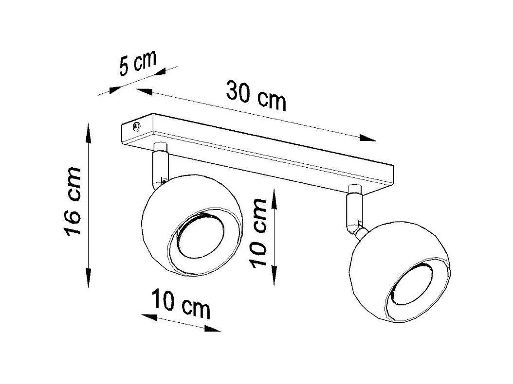 Plafony nowoczesny Rayis, stal - 2 źródło światła 4000K - L.30 x H.16 cm - czarny