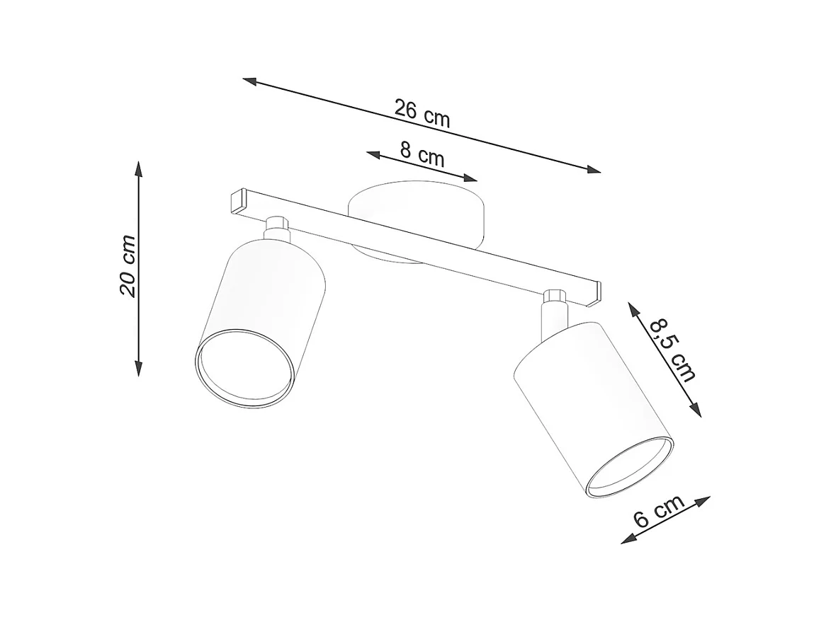 Plafony minimalistyczny Torim, stal - 2 źródło światła 3000K - L.26 x H.20 cm - biały