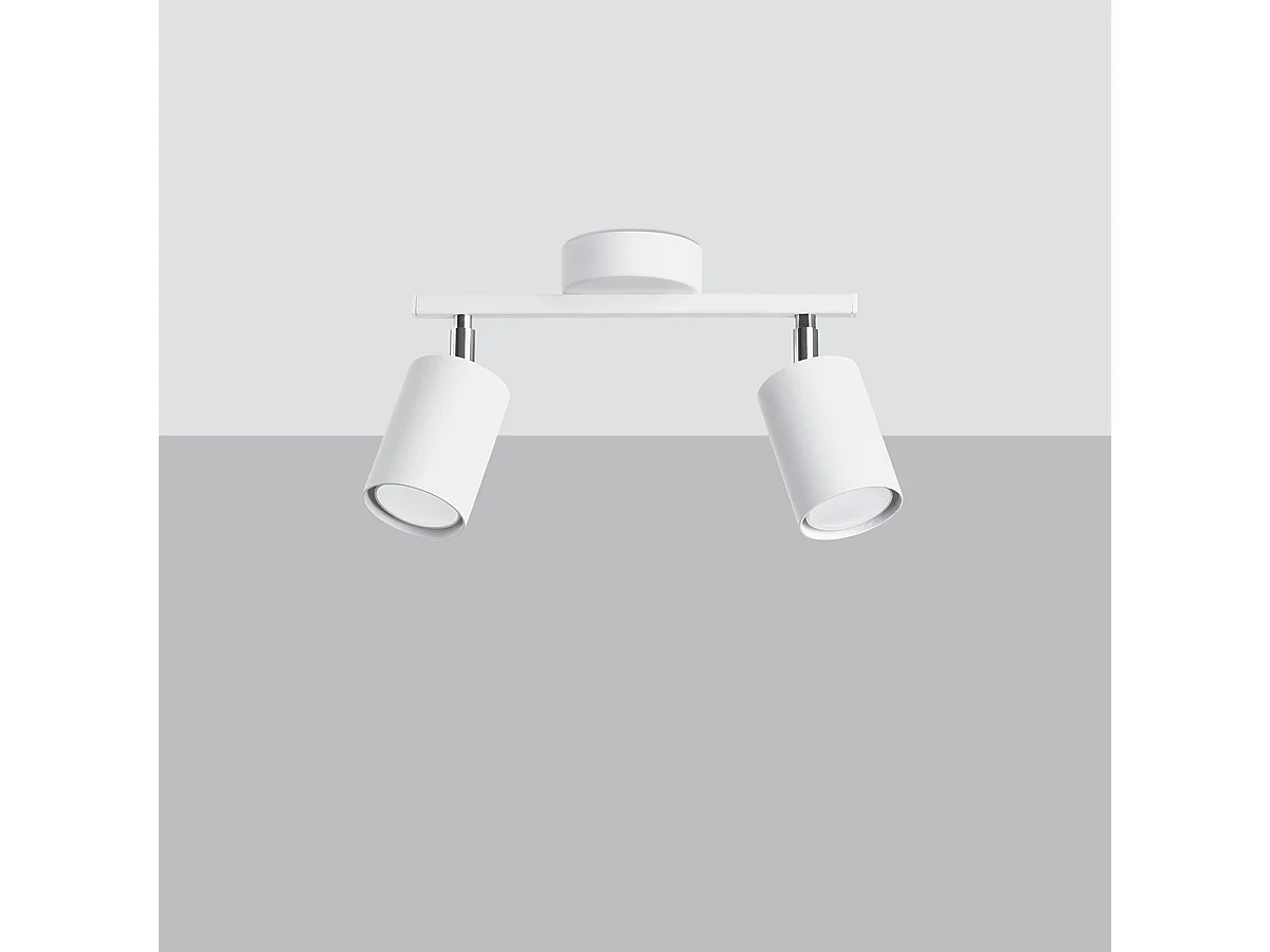 Plafonniers Torim minimaliste en acier - 2 sources lumineuses 3000K - L.26 x H.20 cm - blanc