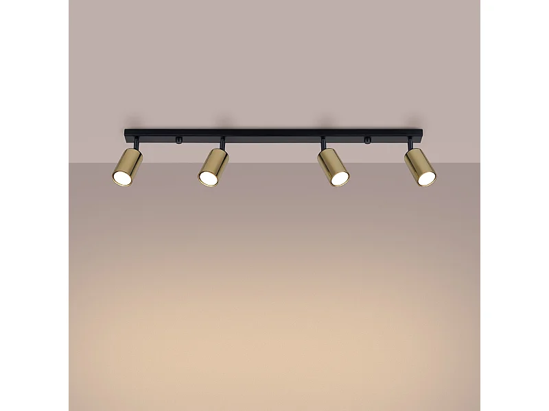Plafondlampen Glois modern van  - 4 lichtbronnen 3000K - L.82 x H.18,5 cm - zwart goud