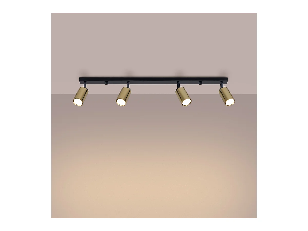 Plafondlampen Glois modern van  - 4 lichtbronnen 3000K - L.82 x H.18,5 cm - zwart goud