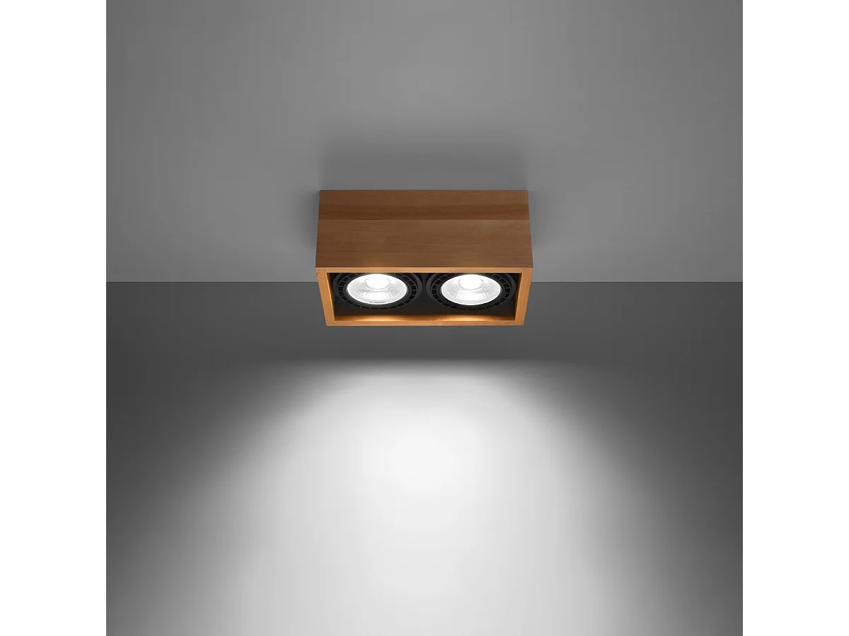 Plafonniers Zentra scandinave en bois - 2 sources lumineuses 3000K - L.27 x H.10 cm - bois naturel