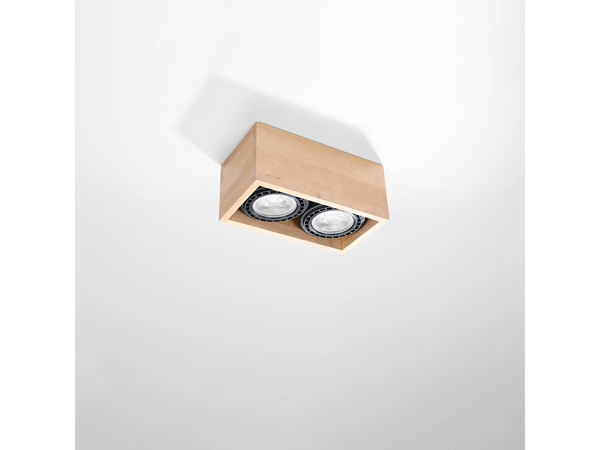 Plafonniers Zentra scandinave en bois - 2 sources lumineuses 3000K - L.27 x H.10 cm - bois naturel