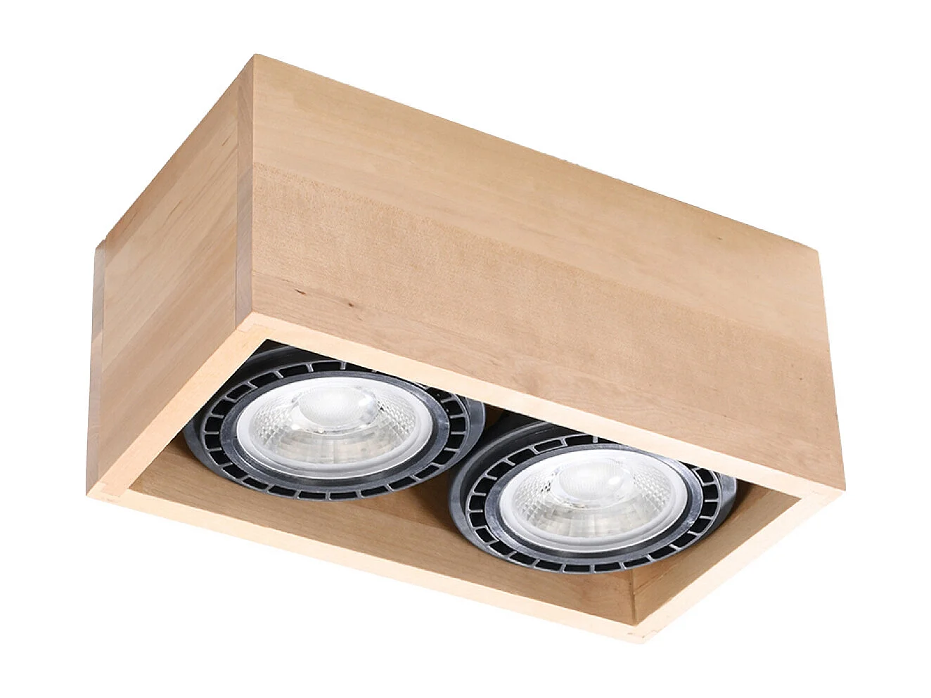 Plafonniers Zentra scandinave en bois - 2 sources lumineuses 3000K - L.27 x H.10 cm - bois naturel