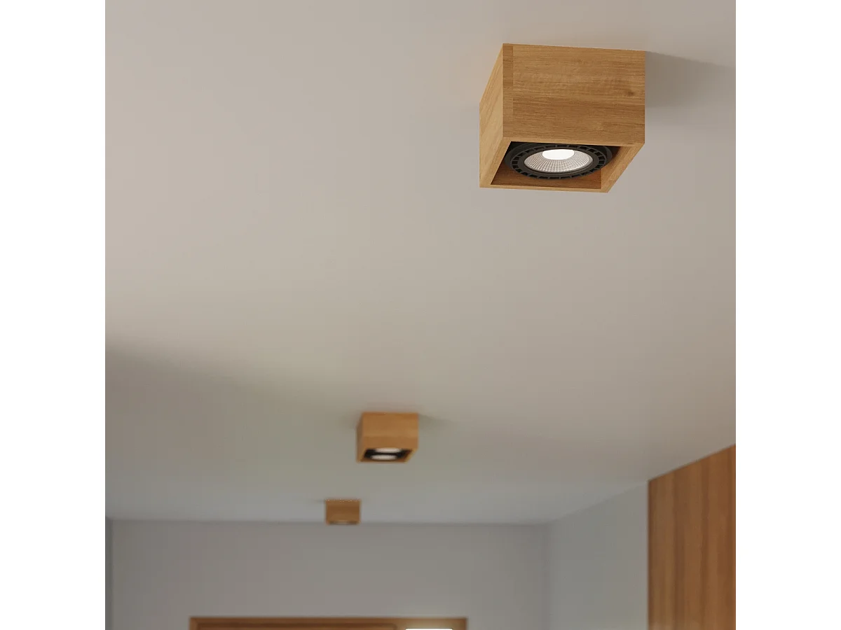 Plafonniers Zentra scandinave en bois - 2 sources lumineuses 3000K - L.27 x H.10 cm - bois naturel
