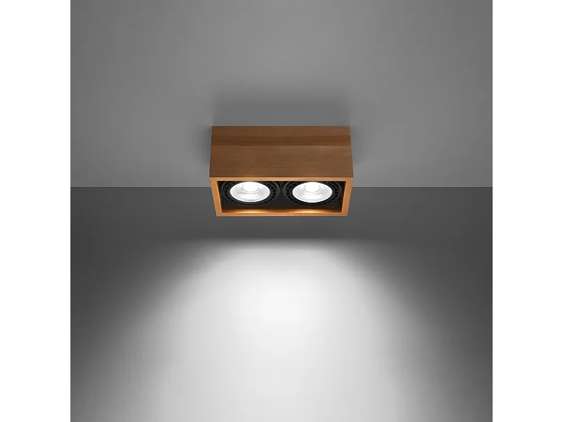 Plafondlampen Zentra Scandinavisch van  - 2 lichtbronnen 3000K - L.27 x H.10 cm - natuurlijk hout