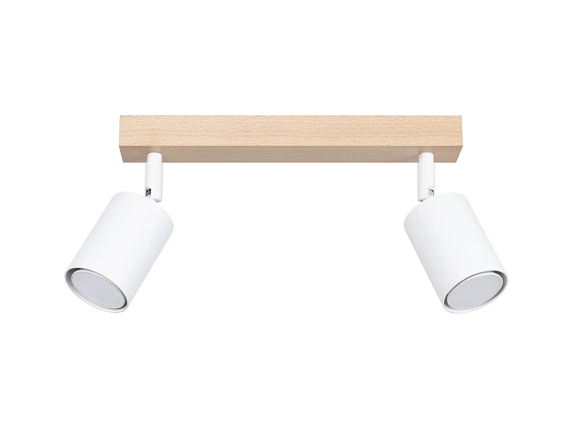 Plafondlampen Flare modern van  - 2 lichtbronnen 4000K - L.46 x H.17,5 cm - wit hout