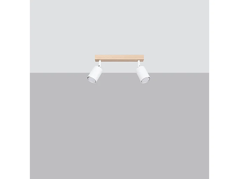 Plafondlampen Flare modern van  - 2 lichtbronnen 4000K - L.46 x H.17,5 cm - wit hout