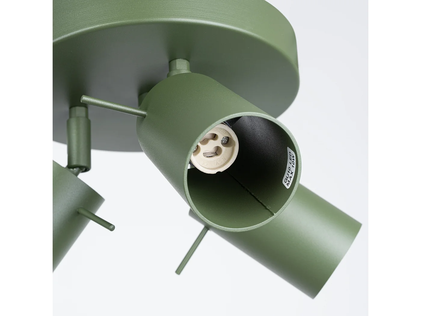 Plafonnier Briix moderne en acier - 3 sources lumineuses 4000K - L.19,5 x H.18,5 cm - vert olive