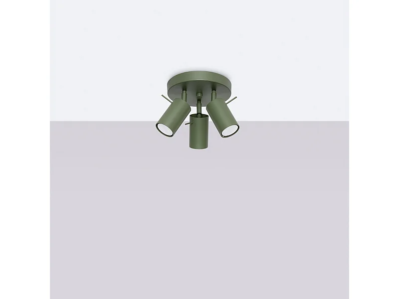 Lámpara de techo Briix moderno de acero - 3 fuentes luminosas 4000K - L.19,5 x A.18,5 cm - verde oliva