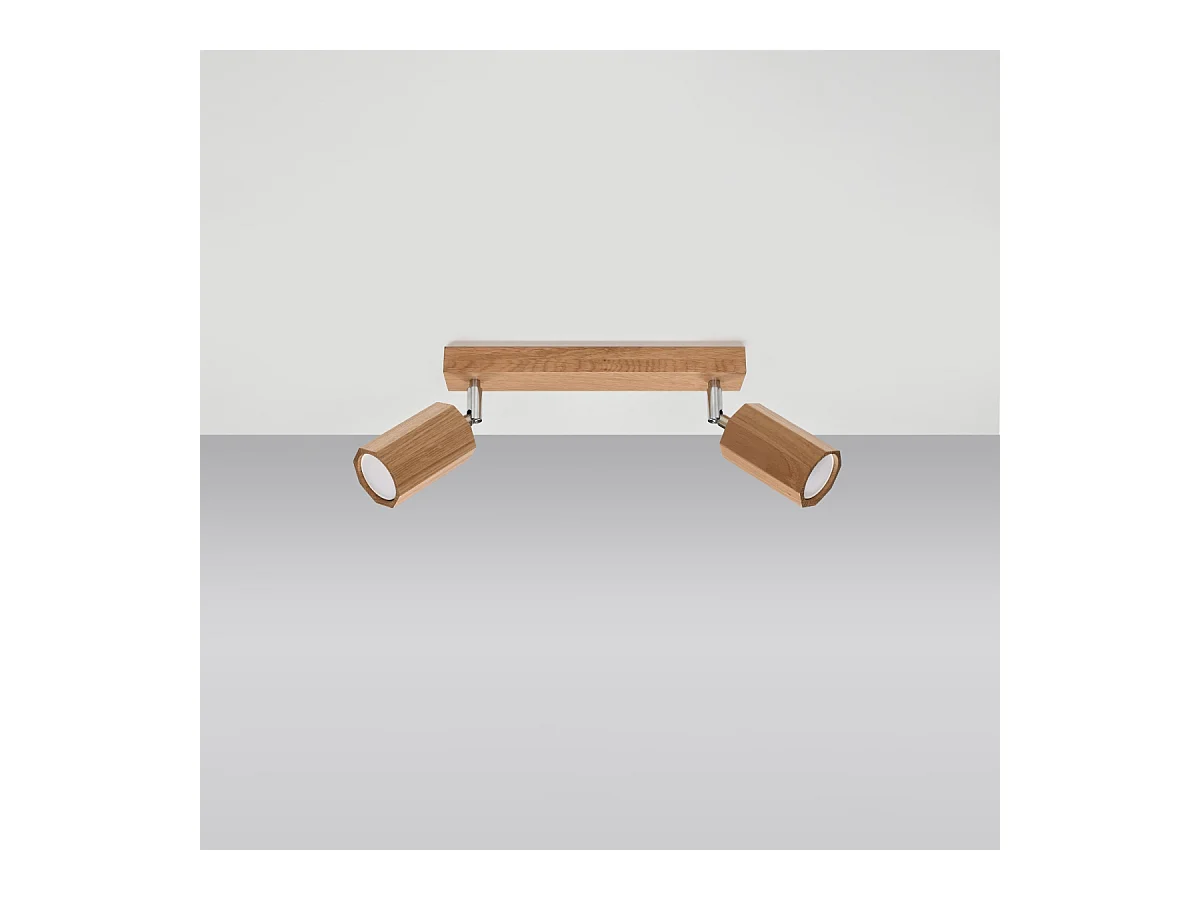 Plafony skandynawski Xenor, drewno - 2 źródło światła 4000K - L.30 x H.20 cm - dąb