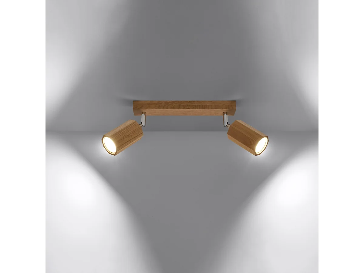 Plafonniers Xenor scandinave en bois - 2 sources lumineuses 4000K - L.30 x H.20 cm - chêne