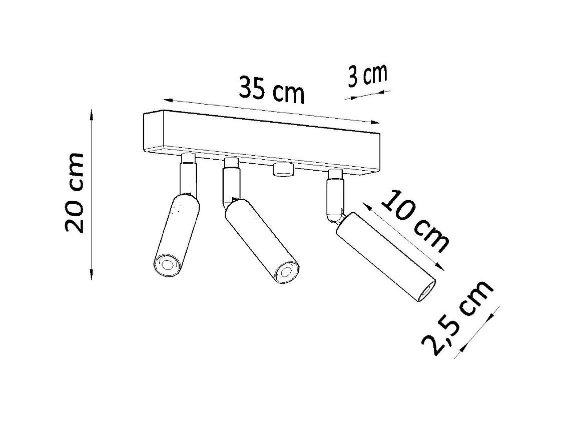 Lampade da soffitto Astix moderno di alluminio - 3 sorgenti luminose 4000K - L.35 x A.20 cm - bianco
