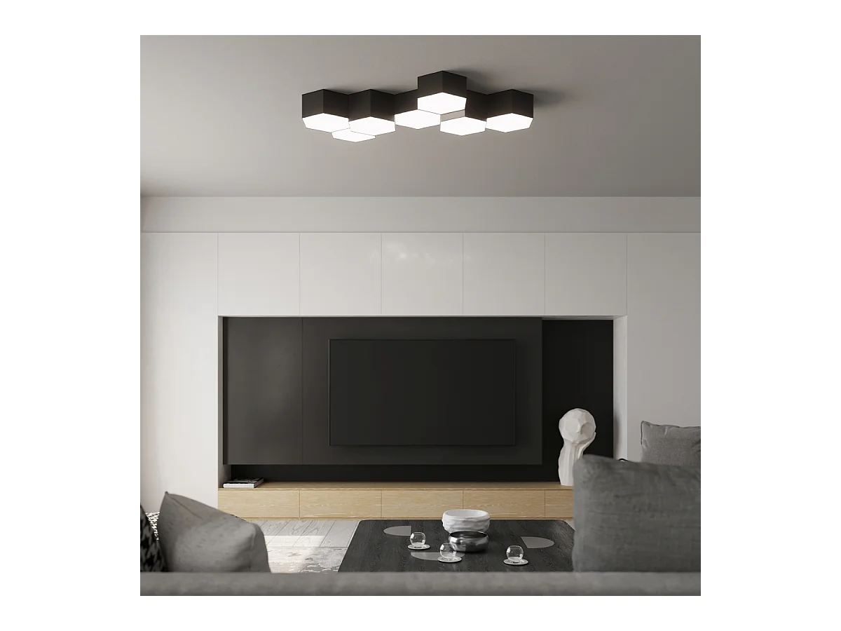 Plafony nowoczesny Solinia, PVC - 2 źródło światła 3000K - L.30.5 x H.11.5 cm - czarny