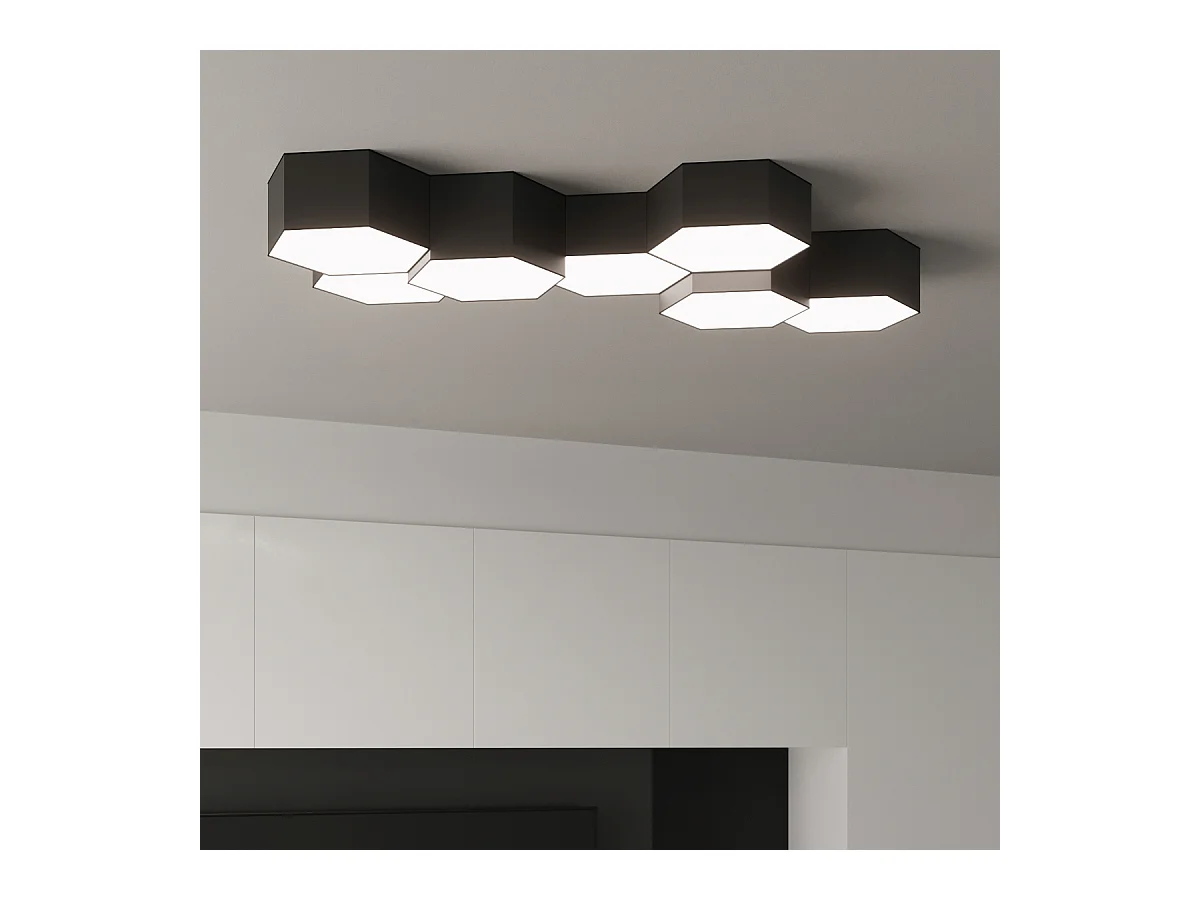 Plafony nowoczesny Solinia, PVC - 2 źródło światła 3000K - L.30.5 x H.11.5 cm - czarny