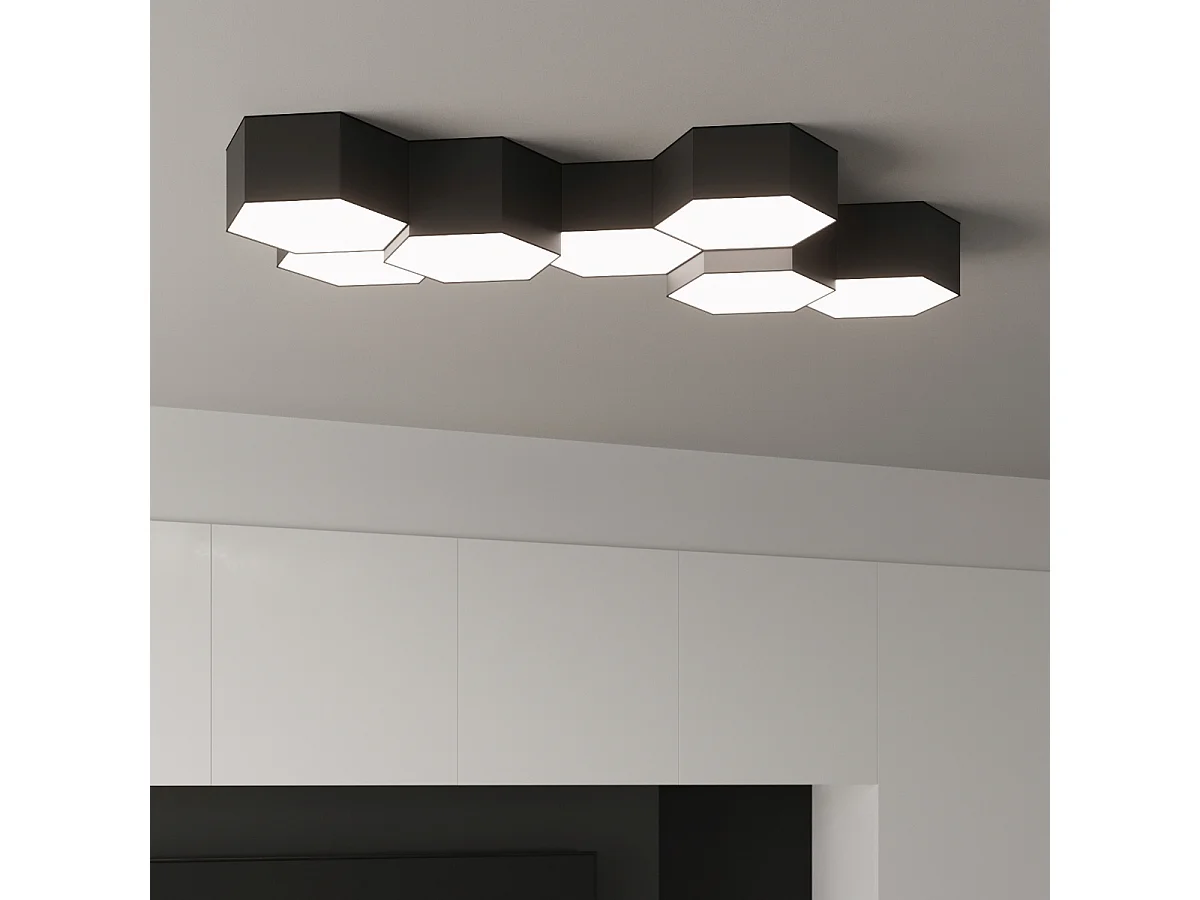 Plafonniers Solinia moderne en PVC - 2 sources lumineuses 3000K - L.30,5 x H.11,5 cm - noir