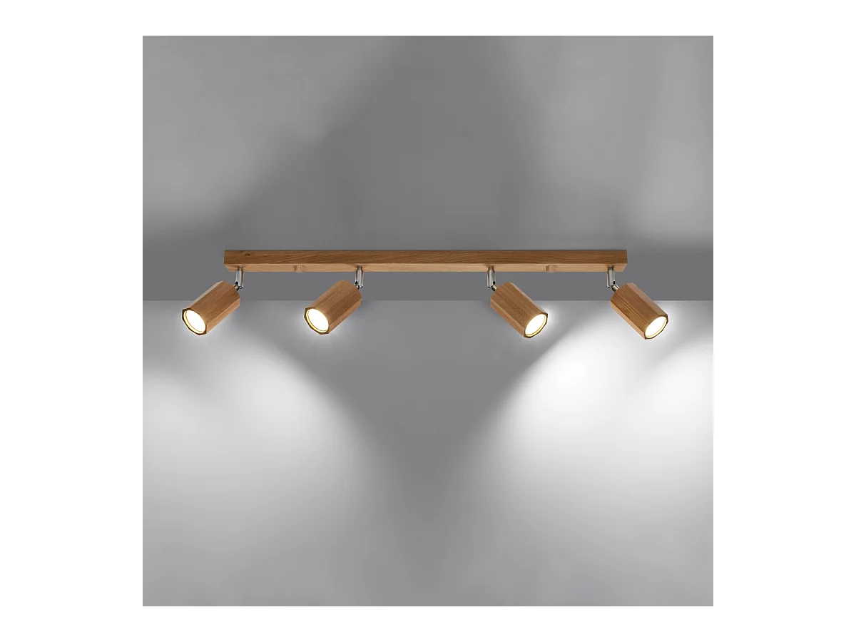 Plafonniers Xenor scandinave en bois - 4 sources lumineuses 3000K - L.80 x H.20 cm - chêne