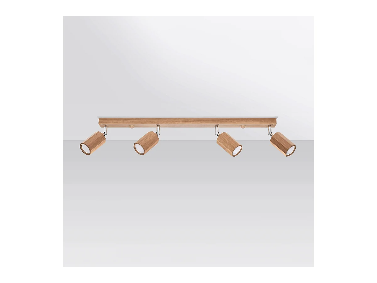 Plafonniers Xenor scandinave en bois - 4 sources lumineuses 3000K - L.80 x H.20 cm - chêne
