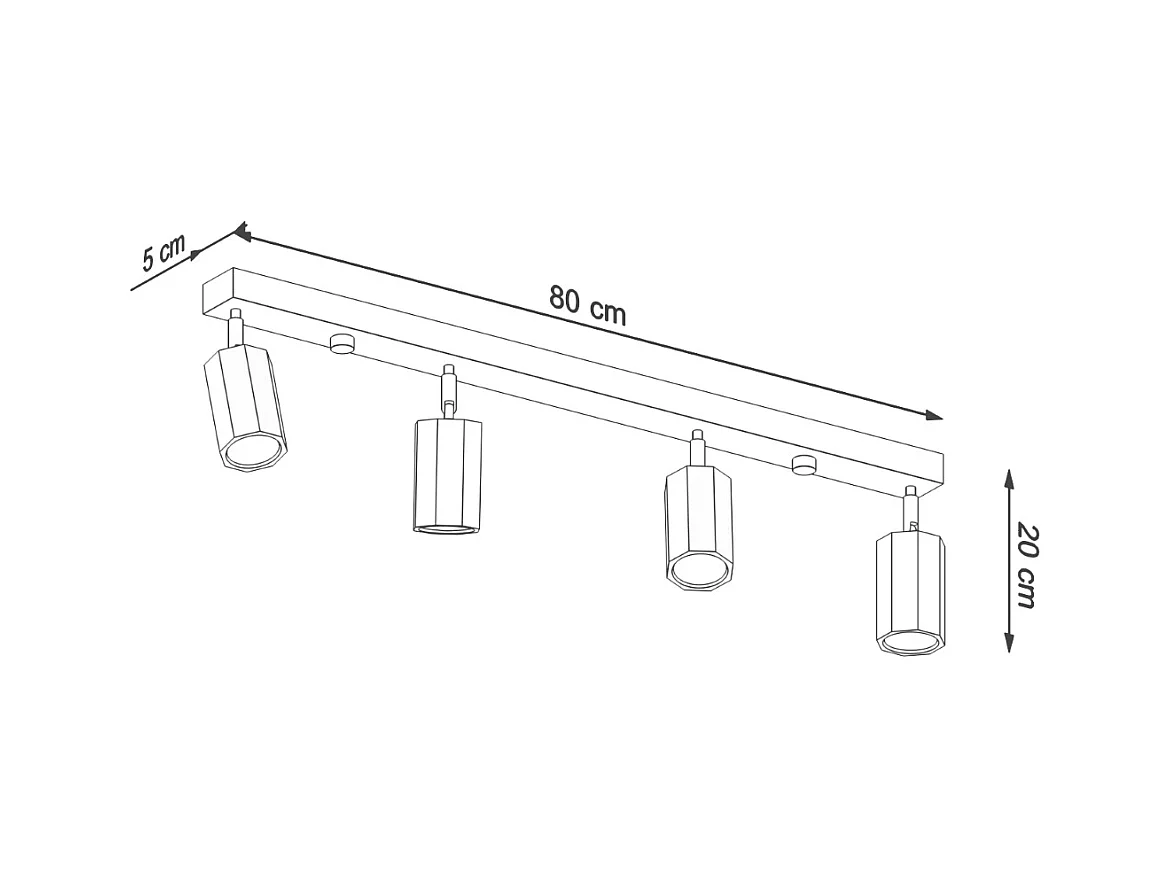 Plafonniers Xenor scandinave en bois - 4 sources lumineuses 3000K - L.80 x H.20 cm - chêne