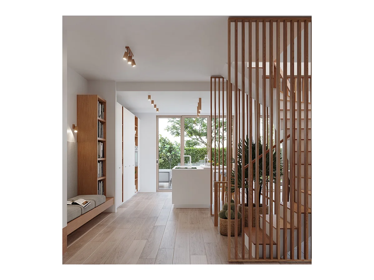 Plafonniers Xenor scandinave en bois - 4 sources lumineuses 3000K - L.80 x H.20 cm - chêne