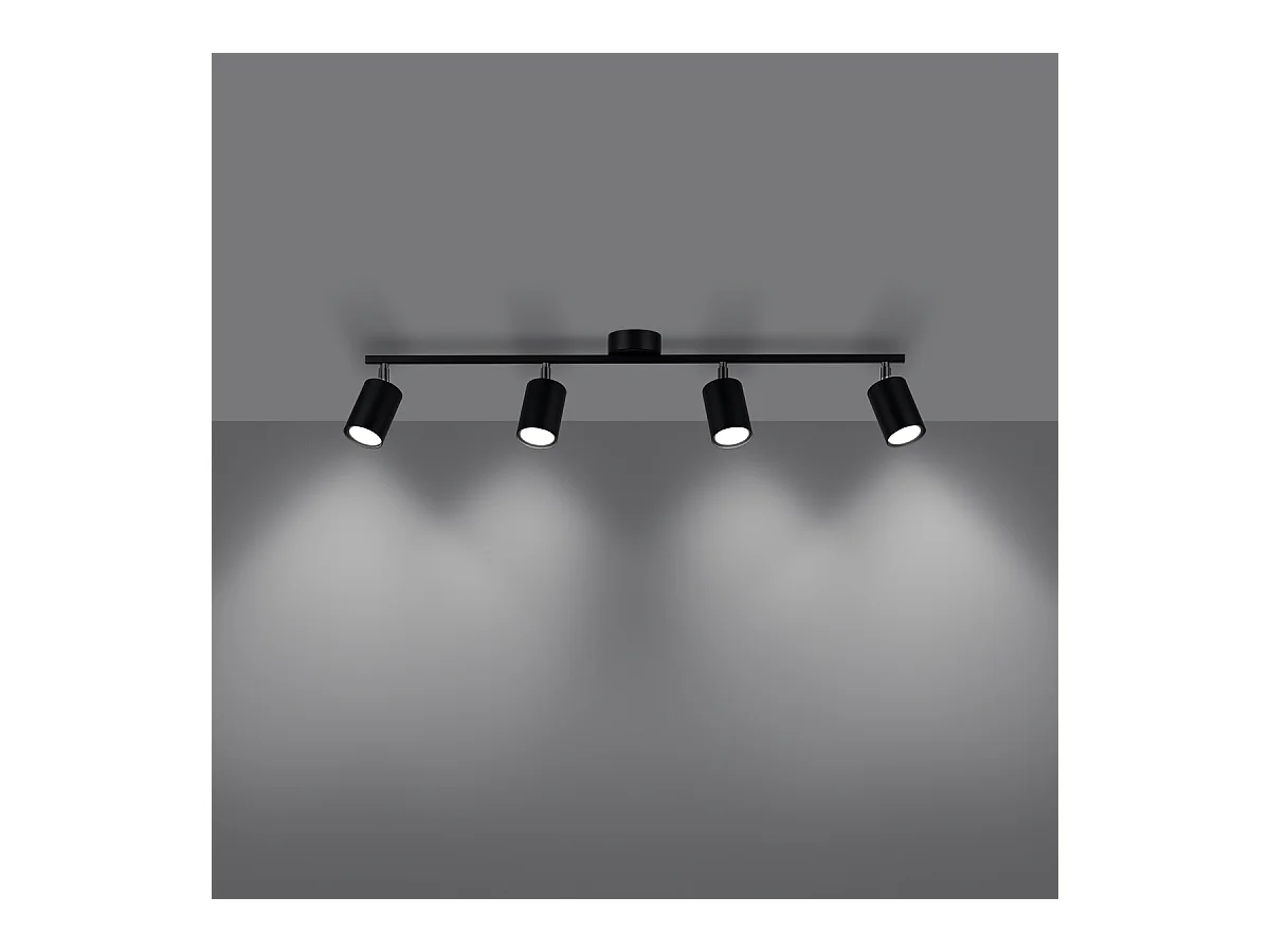 Plafondlampen Torim modern van  - 4 lichtbronnen 4000K - L.100 x H.20 cm - zwart