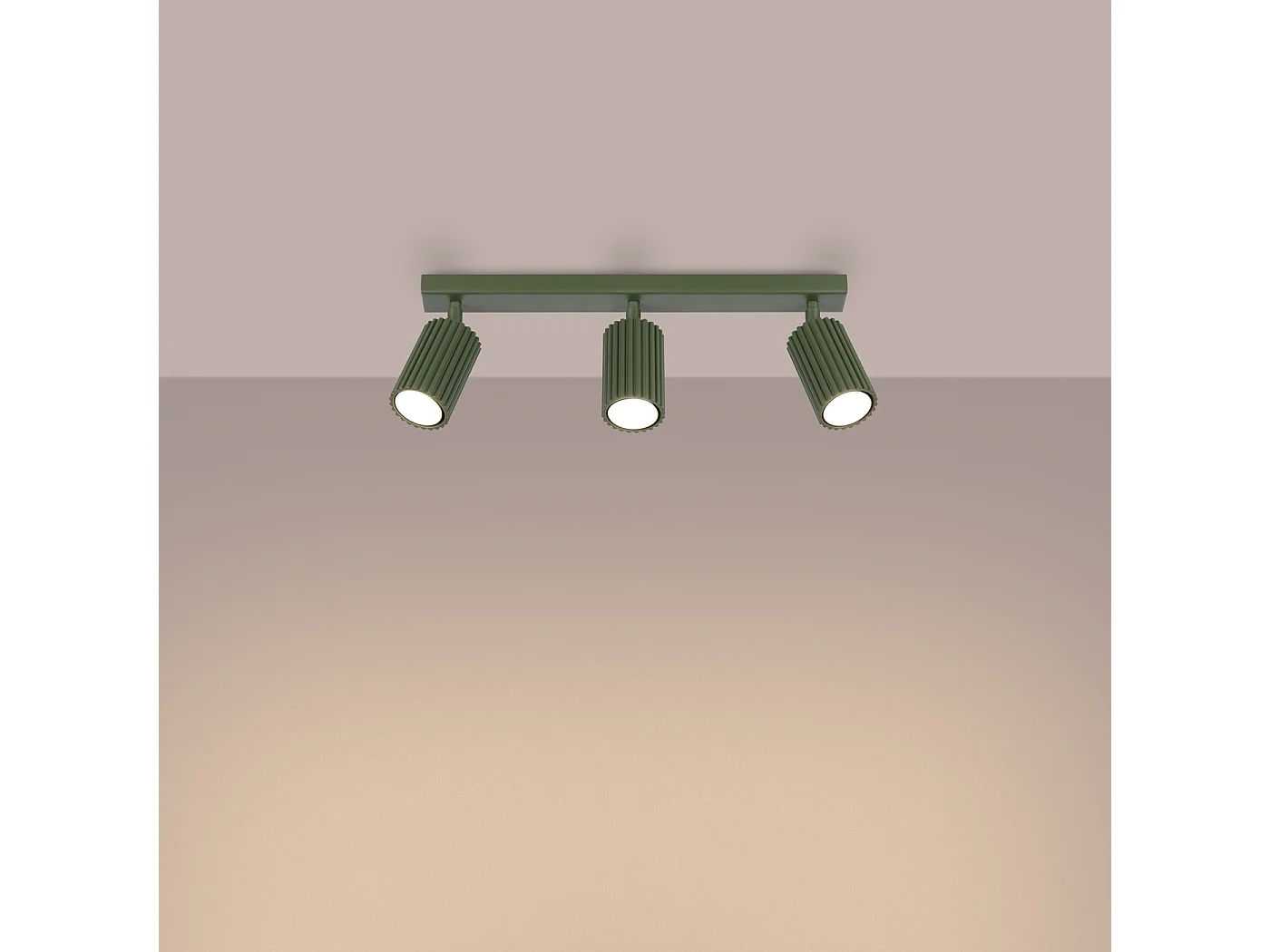 Plafonnier Gloow minimaliste en aluminium - 3 sources lumineuses 4000K - L.45 x H.16,5 cm - vert olive