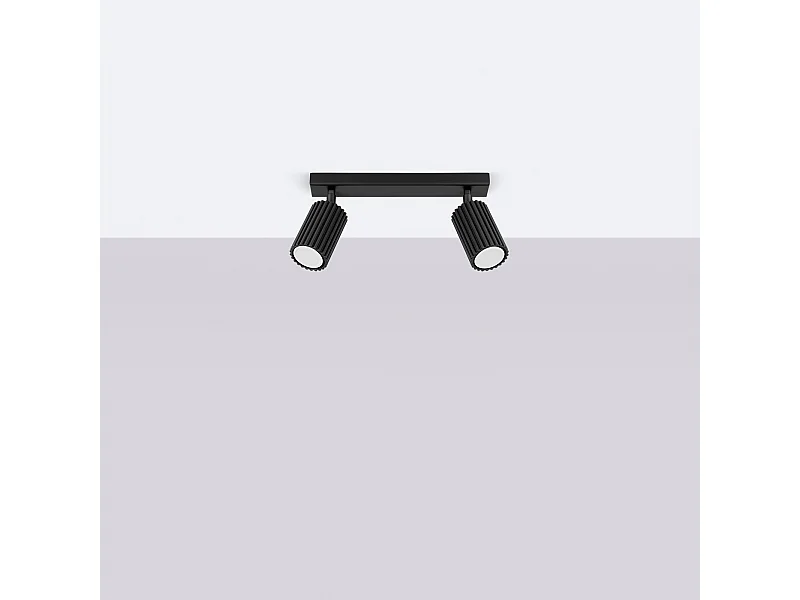 Plafonnier Gloow minimaliste en aluminium - 2 sources lumineuses 4000K - L.30 x H.16,5 cm - noir