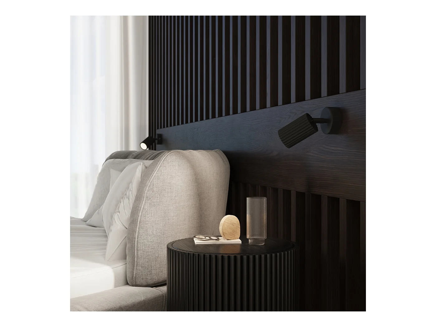 Plafondlamp Gloow minimalistisch van  - 2 lichtbronnen 4000K - L.30 x H.16,5 cm - zwart