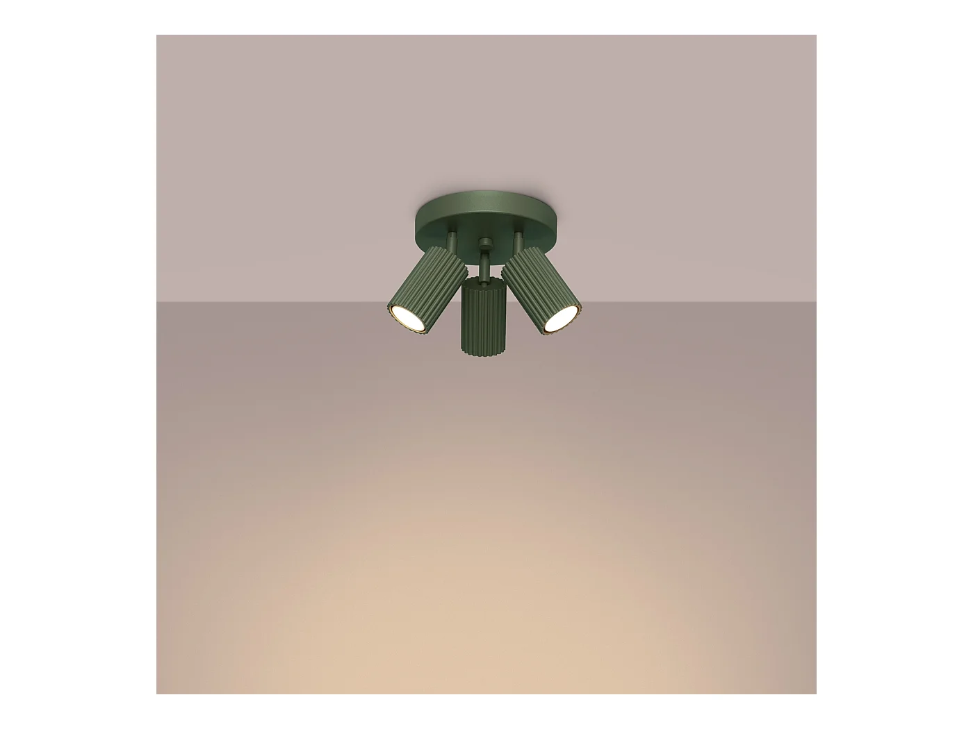 Plafondlamp Gloow minimalistisch van  - 3 lichtbronnen 4000K - L.19,5 x H.18 cm - olijfgroen