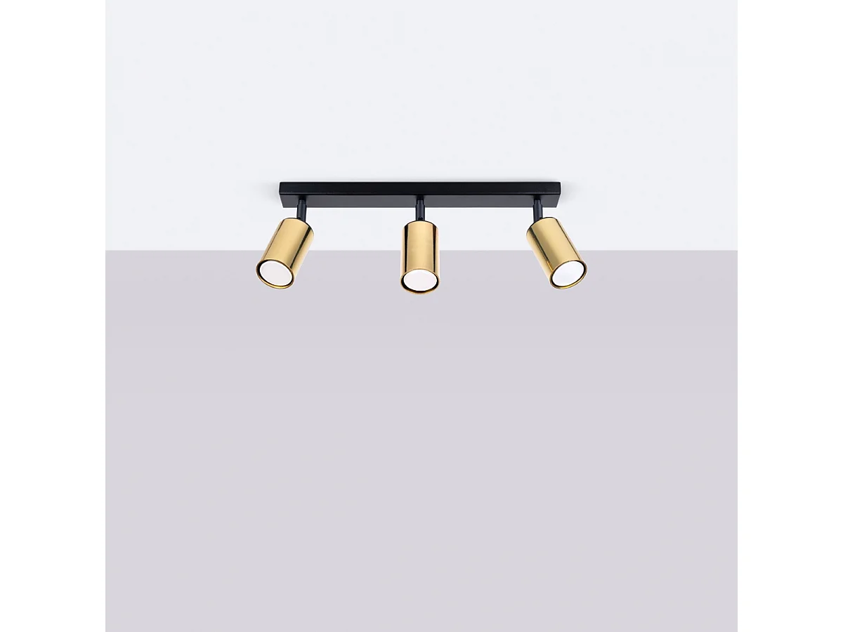 Plafonniers Glois moderne en acier - 3 sources lumineuses 4000K - L.45 x H.18,5 cm - or noir