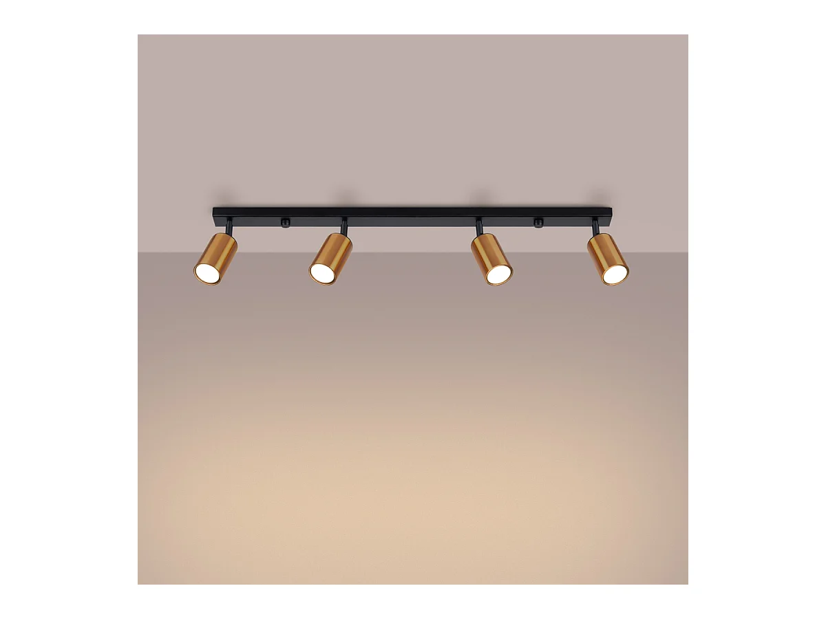 Plafondlampen Glois modern van  - 4 lichtbronnen 3000K - L.82 x H.18,5 cm - zwart/koper