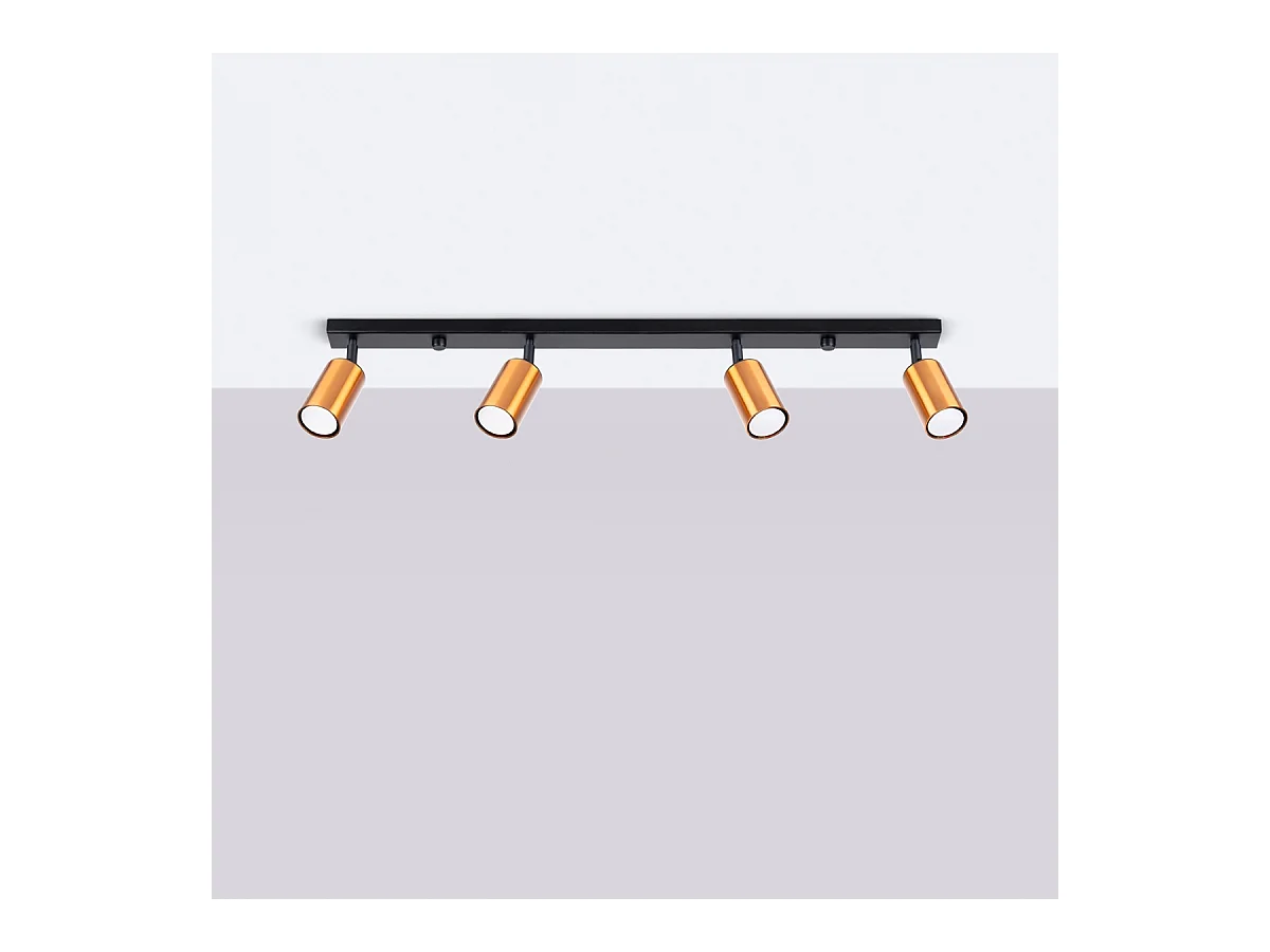 Plafondlampen Glois modern van  - 4 lichtbronnen 3000K - L.82 x H.18,5 cm - zwart/koper