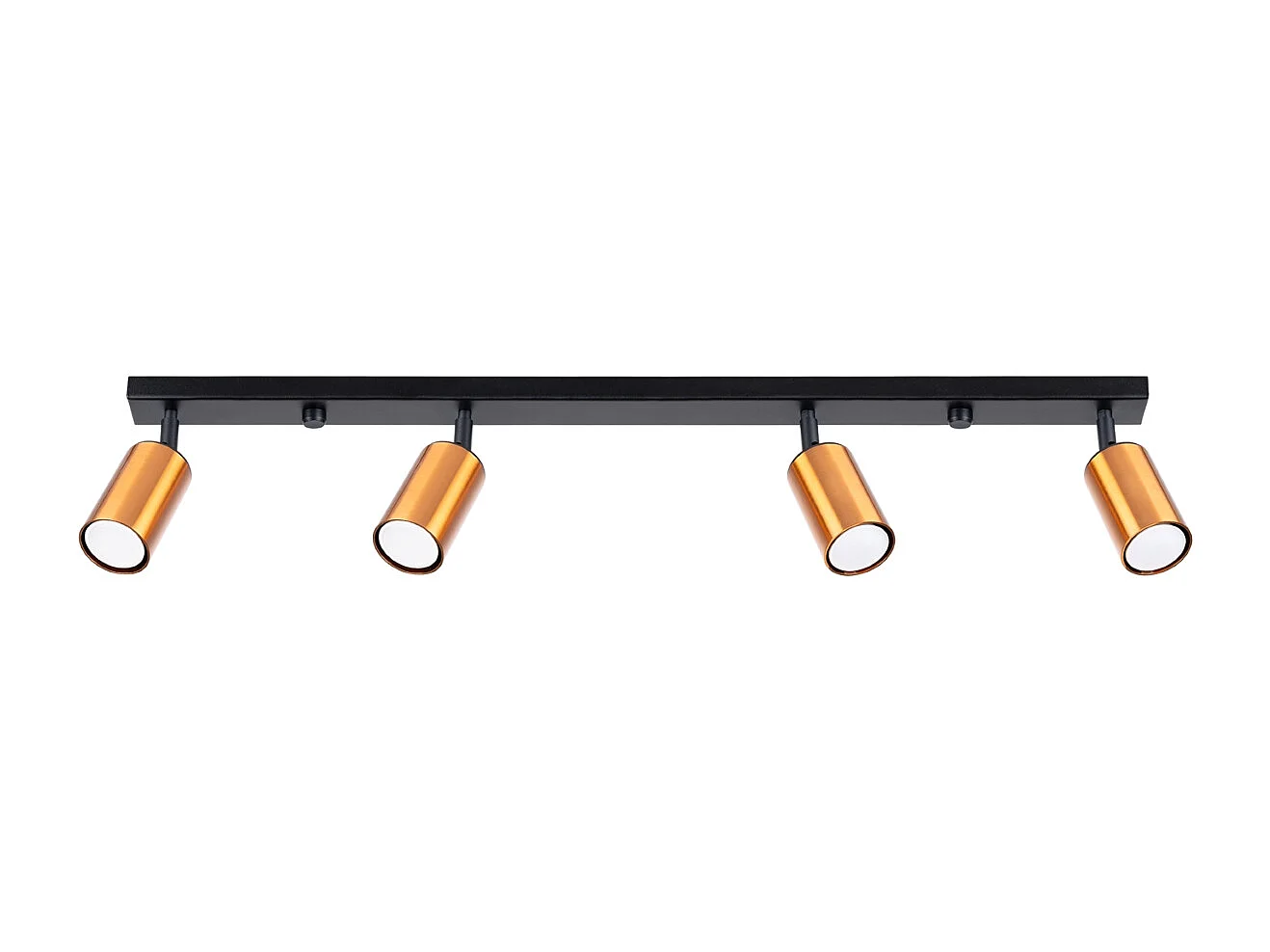 Plafonniers Glois moderne en acier - 4 sources lumineuses 3000K - L.82 x H.18,5 cm - noir/cuivre