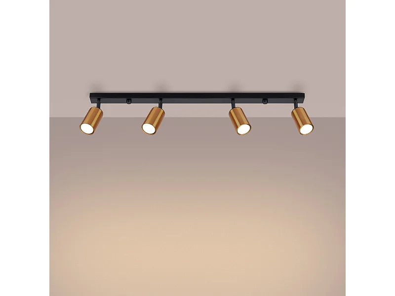 Plafondlampen Glois modern van  - 4 lichtbronnen 3000K - L.82 x H.18,5 cm - zwart/koper