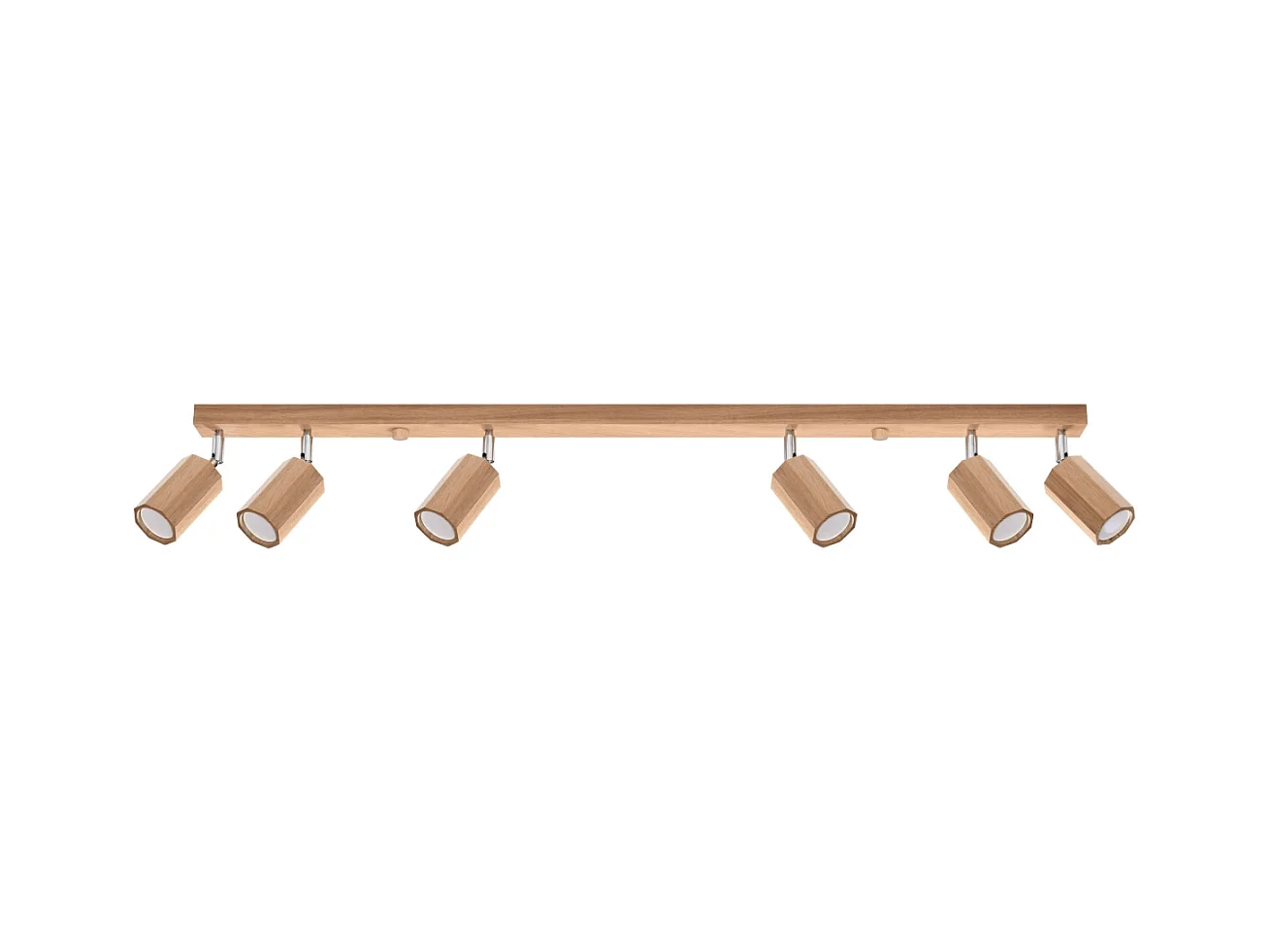 Plafonniers Xenor scandinave en bois - 6 sources lumineuses 4000K - L.120 x H.20 cm - chêne
