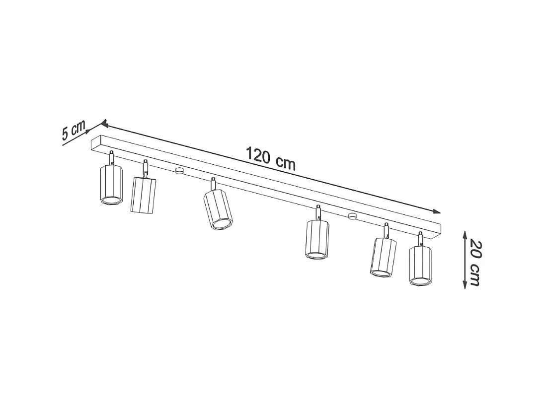 Plafonniers Xenor scandinave en bois - 6 sources lumineuses 4000K - L.120 x H.20 cm - chêne