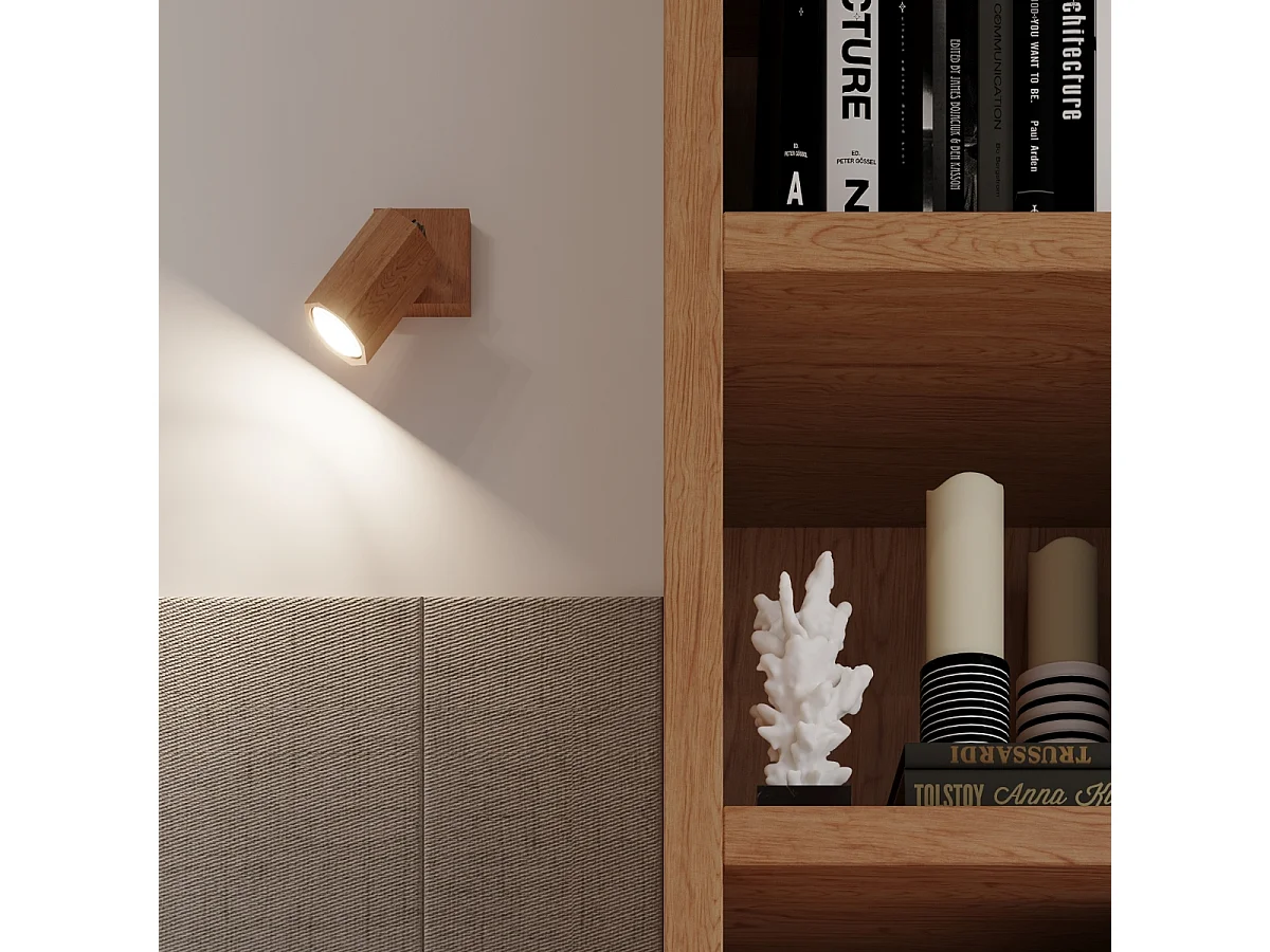 Plafonniers Xenor scandinave en bois - 6 sources lumineuses 4000K - L.120 x H.20 cm - chêne