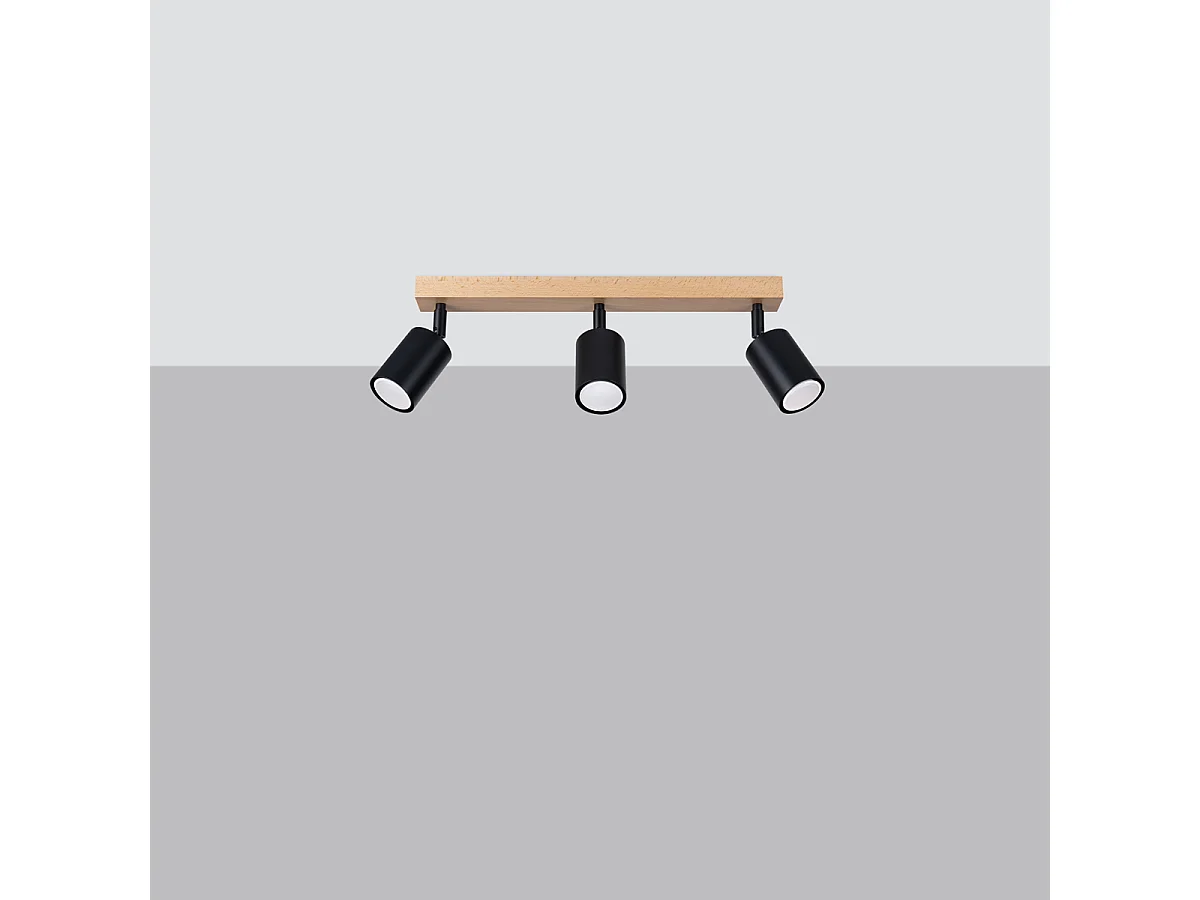 Lampade da soffitto Flare moderno di acciaio/legno - 3 sorgenti luminose 4000K - L.61 x A.17,5 cm - legno nero