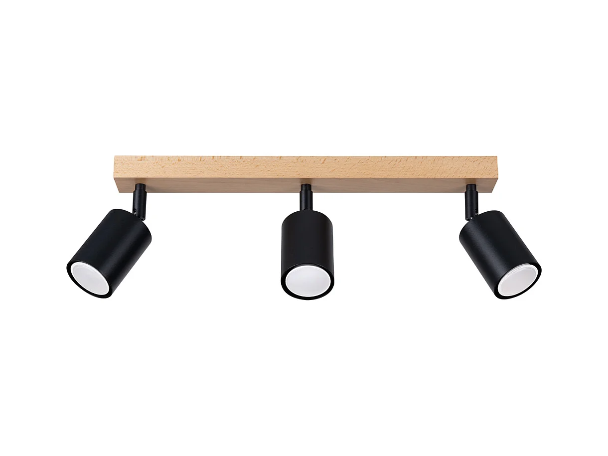 Lampade da soffitto Flare moderno di acciaio/legno - 3 sorgenti luminose 4000K - L.61 x A.17,5 cm - legno nero