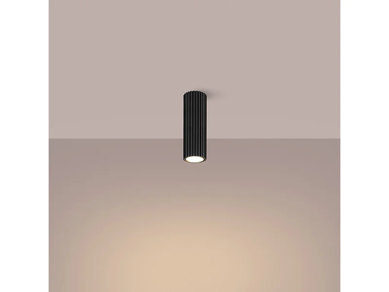 Plafonnier Gloow minimaliste en aluminium - 1 sources lumineuses 3000K - L.6,5 x H.20 cm - noir