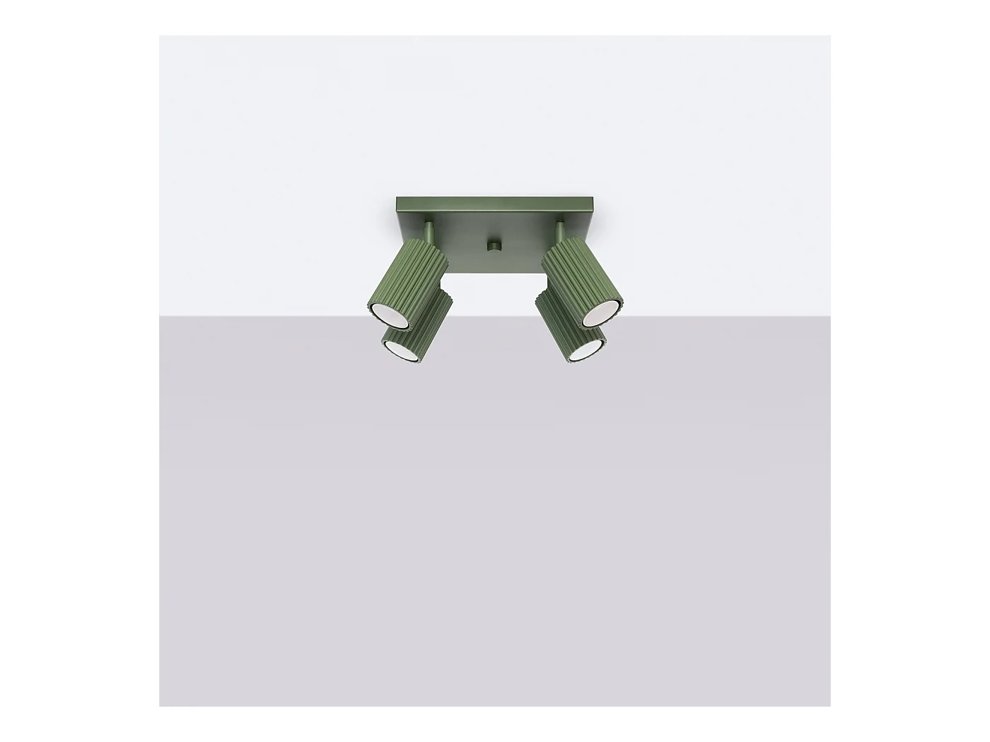 Plafondlamp Gloow minimalistisch van  - 4 lichtbronnen 4000K - L.25 x H.16,5 cm - olijfgroen