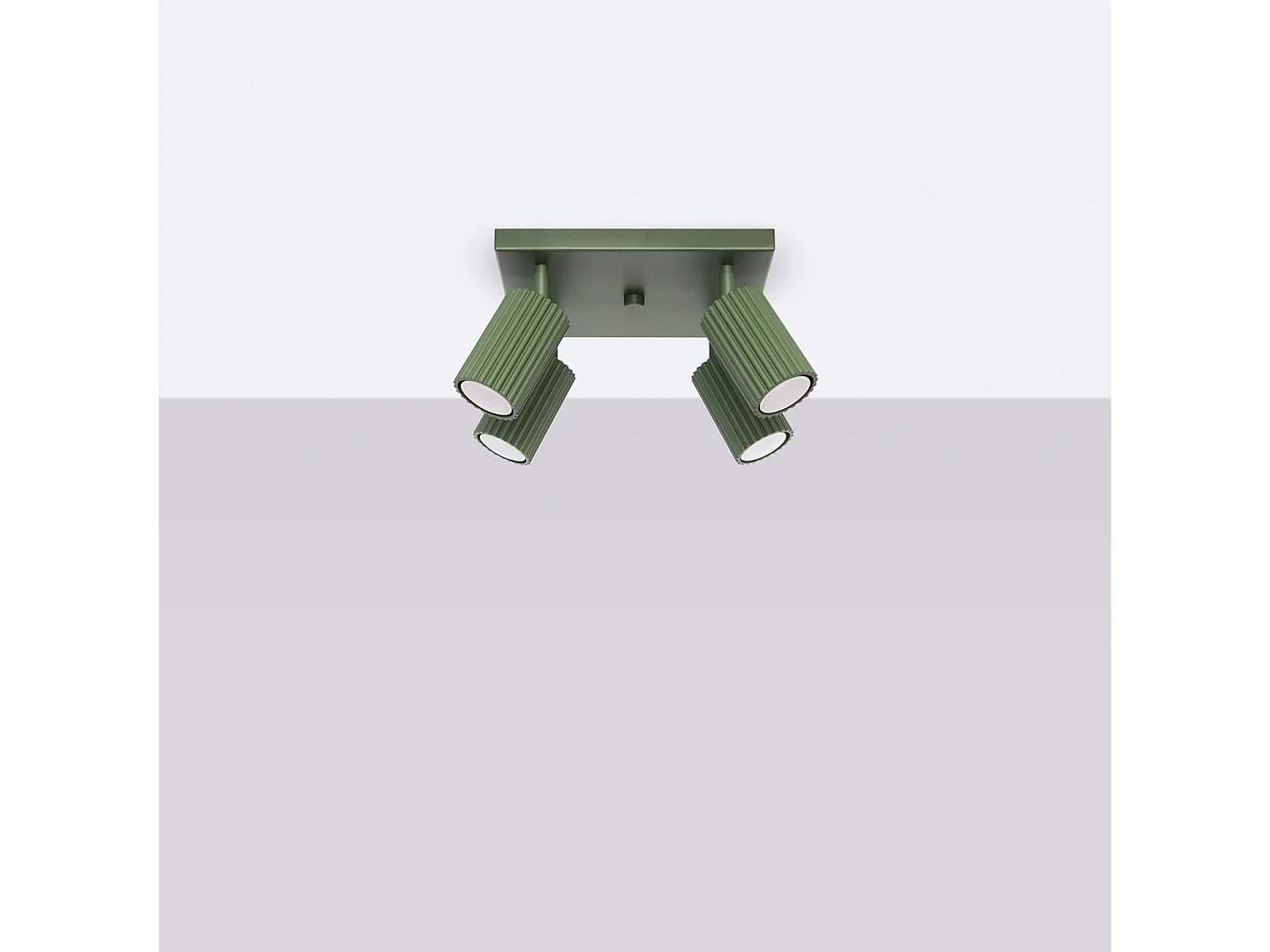 Plafonnier Gloow minimaliste en aluminium - 4 sources lumineuses 4000K - L.25 x H.16,5 cm - vert olive