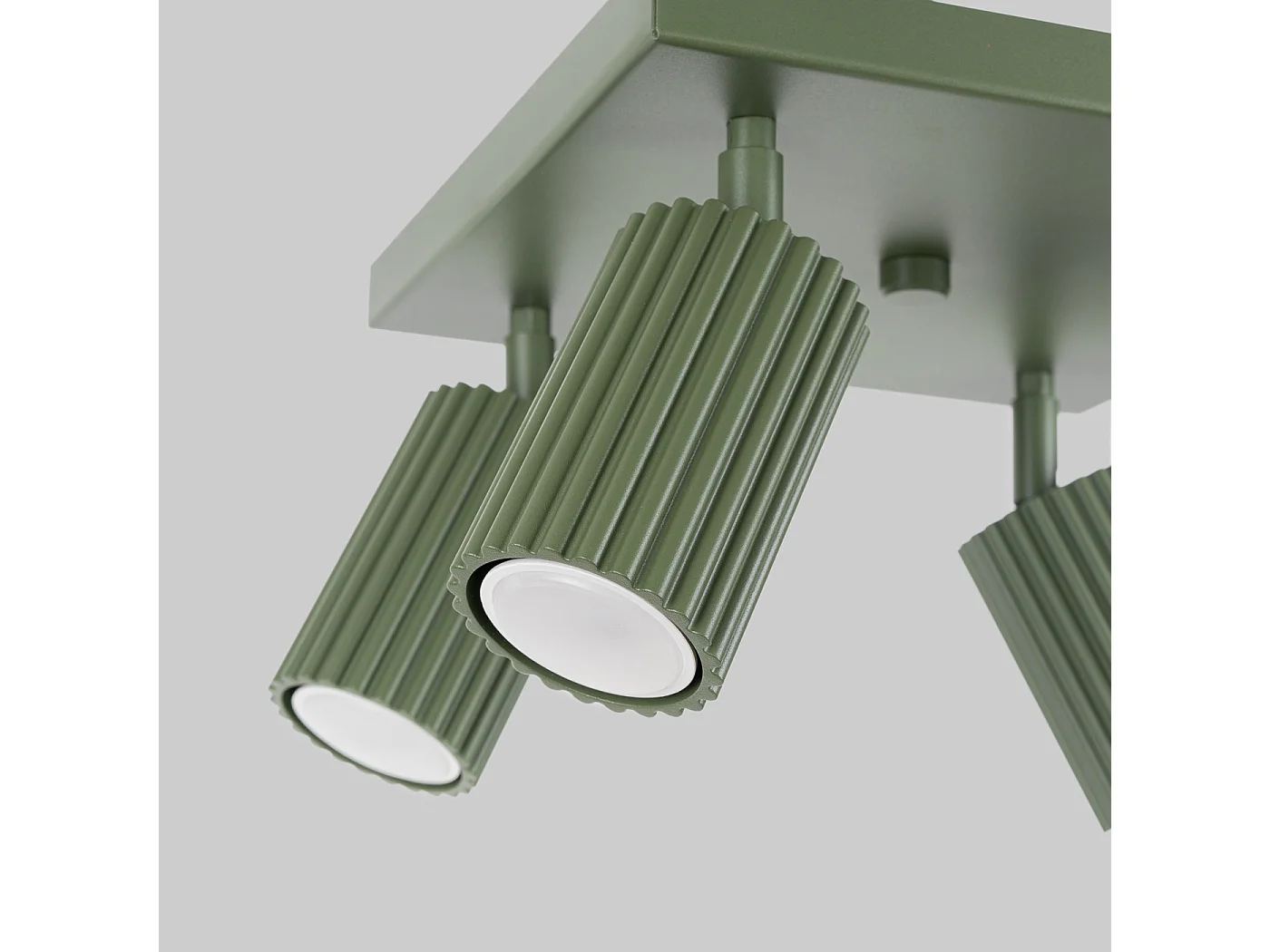 Plafonnier Gloow minimaliste en aluminium - 4 sources lumineuses 4000K - L.25 x H.16,5 cm - vert olive