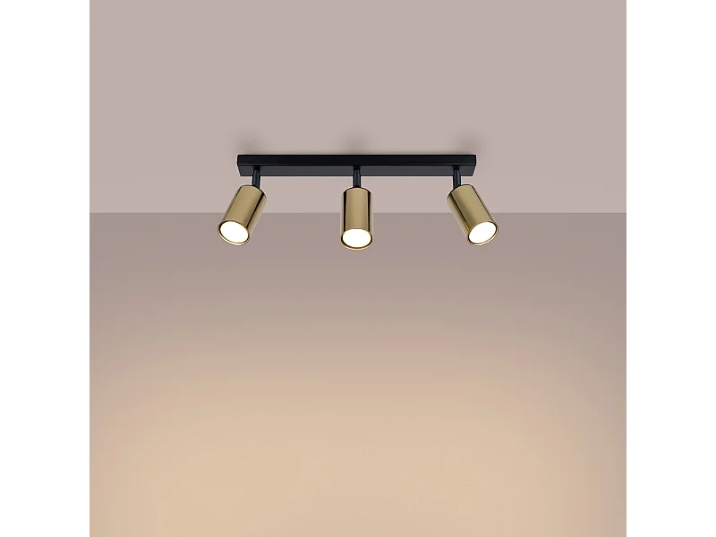 Plafonniers Glois moderne en acier - 3 sources lumineuses 3000K - L.45 x H.18,5 cm - or noir
