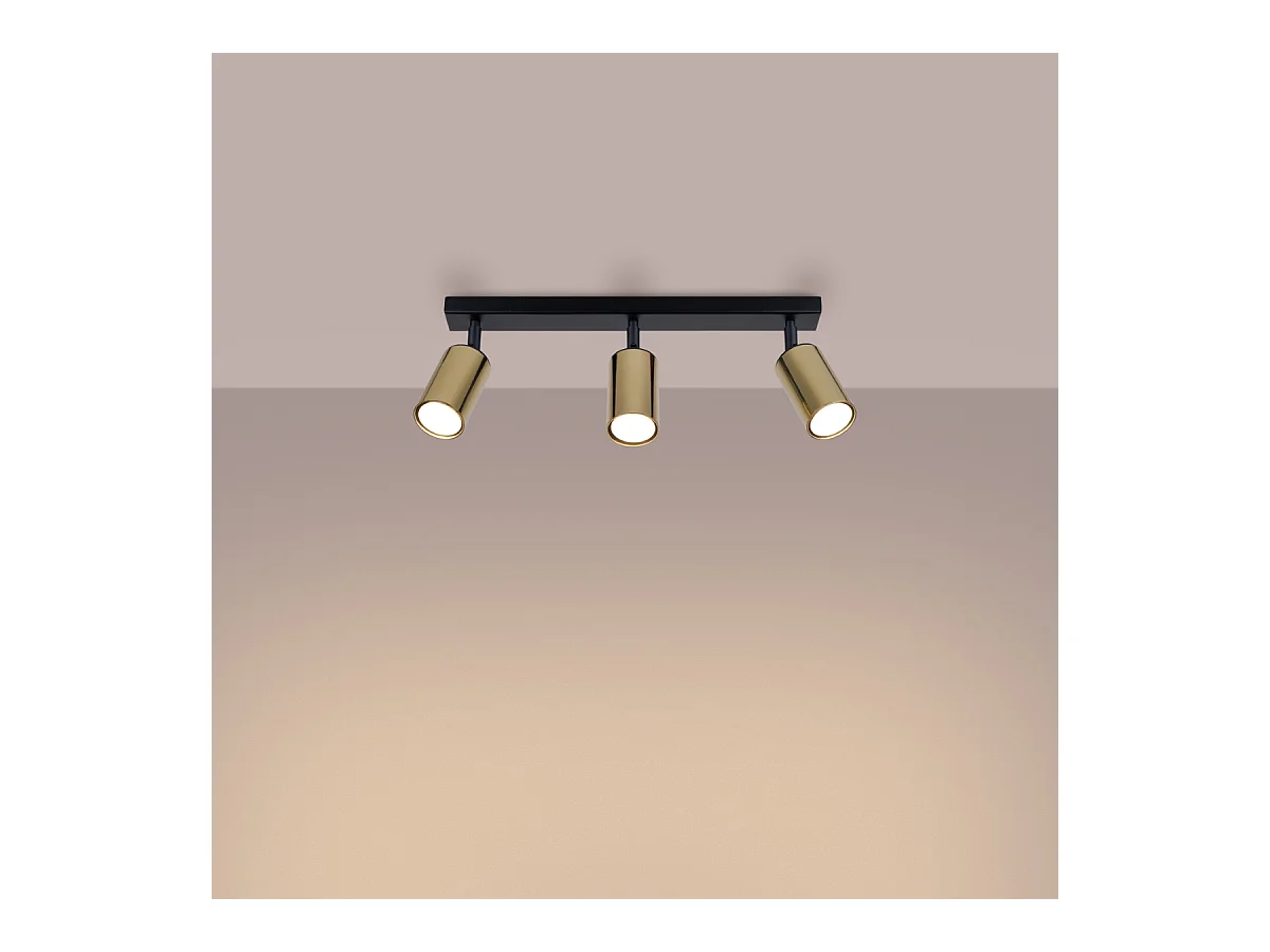 Plafonniers Glois moderne en acier - 3 sources lumineuses 3000K - L.45 x H.18,5 cm - or noir