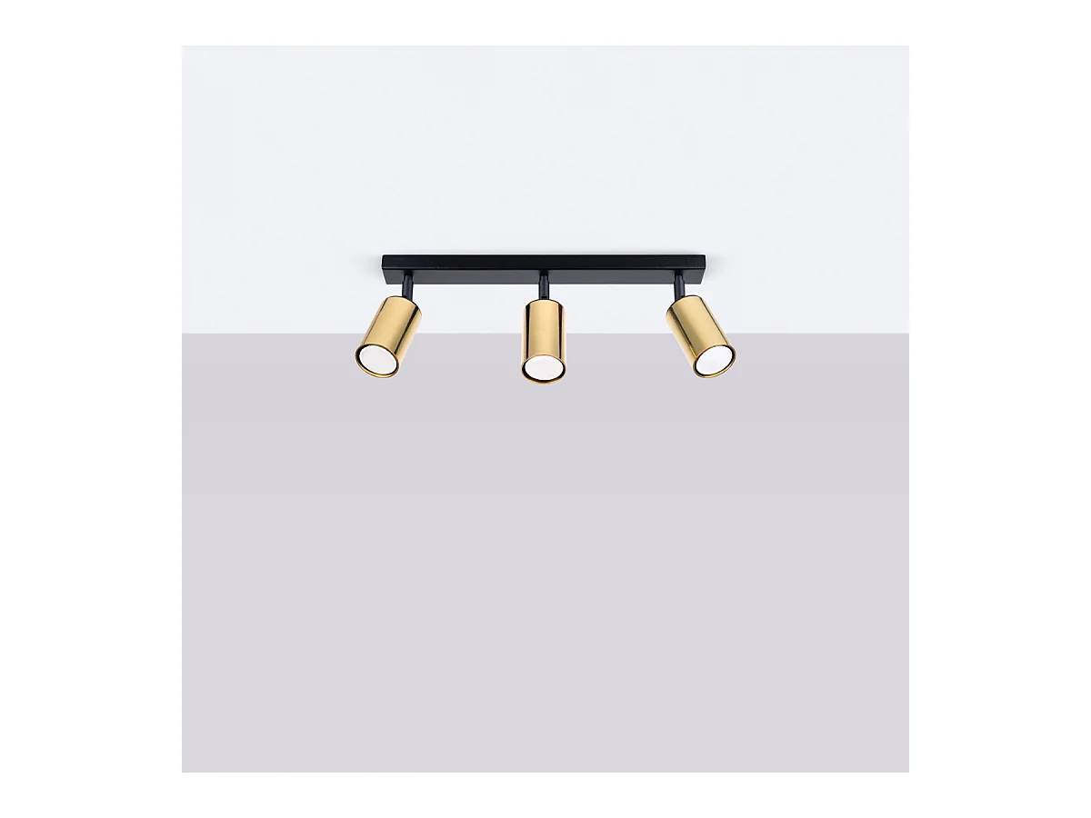 Plafonniers Glois moderne en acier - 3 sources lumineuses 3000K - L.45 x H.18,5 cm - or noir