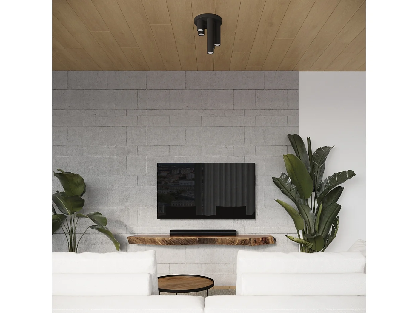 Plafonnier Toris moderne en acier - 5 sources lumineuses 3000K - L.25 x H.33 cm - noir